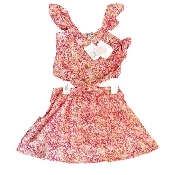 Speechless Kids Girls Pink and Yellow Floral Sleeve Top and Skort Shorts Sz 10 - Picture 1 of 4